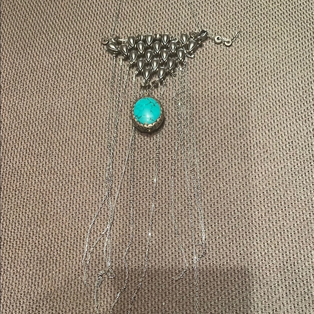 Free People Silver and Blue Turquoise Necklace